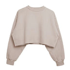 Thick Cotton Women Sweatshirt Hoodie Casual Loose Long Sleeve Streetwear Crop Pullover nowadaysfashion