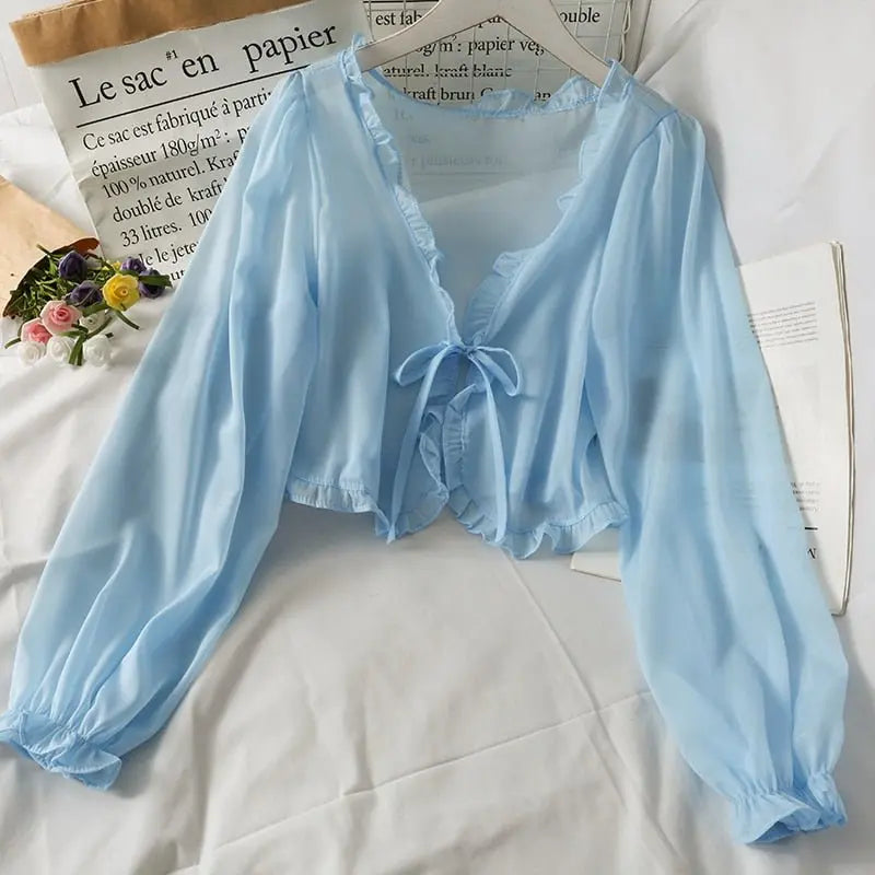 Thin Coat Casual Lace Bow Summer Sun Protection Female Cardigan Shirt Clothing Tops nowadaysfashion