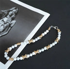 Thorn Light Luxury White Turquoise Pearl Metal Necklace nowadaysfashion
