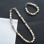 Thorn Light Luxury White Turquoise Pearl Metal Necklace nowadaysfashion