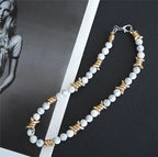 Thorn Light Luxury White Turquoise Pearl Metal Necklace nowadaysfashion