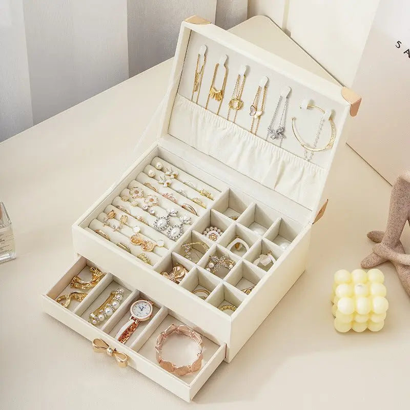 Three-layer jewelry box large-capacity flip storage box - Blade & Thread