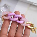 Three pink resin Cuban bracelet nowadaysfashion