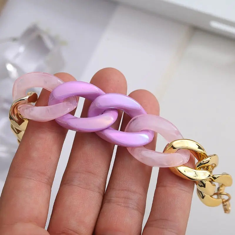 Three pink resin Cuban bracelet - Blade & Thread