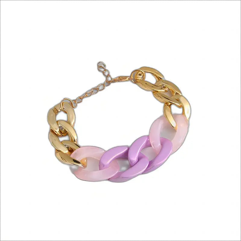 Three pink resin Cuban bracelet - Blade & Thread