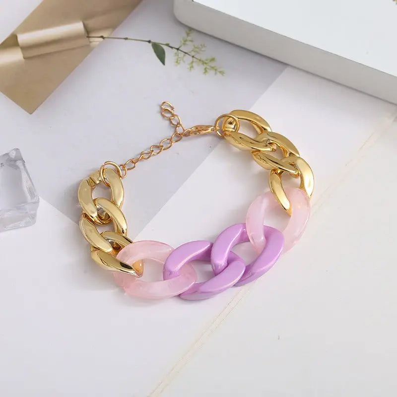 Three pink resin Cuban bracelet - Blade & Thread