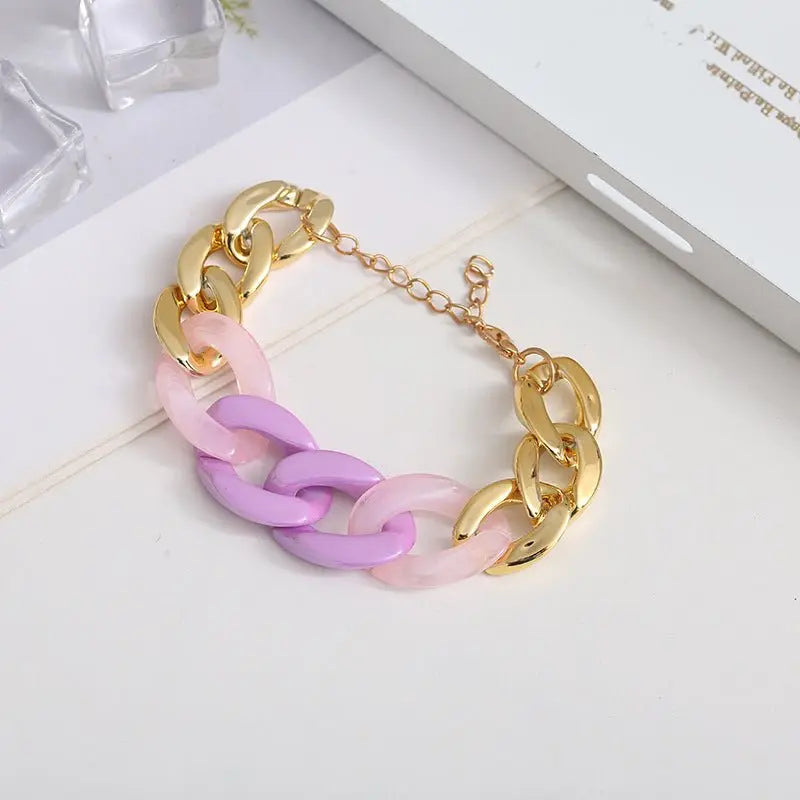 Three pink resin Cuban bracelet - Blade & Thread