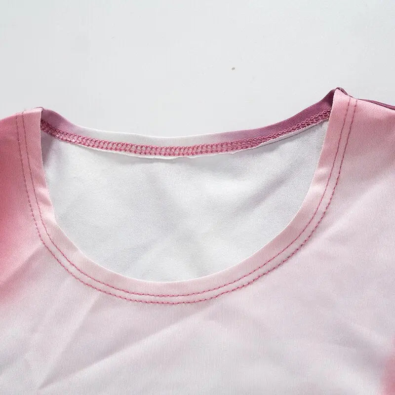 Tie Dye Print O Neck Short Sleeves Crop Top T Shirt Slim - Blade & Thread