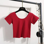 Tight navel-baring short-sleeved women's T-shirt nowadaysfashion