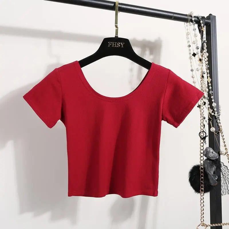 Tight navel-baring short-sleeved women's T-shirt - Blade & Thread