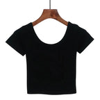 Tight navel-baring short-sleeved women's T-shirt nowadaysfashion