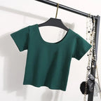 Tight navel-baring short-sleeved women's T-shirt nowadaysfashion