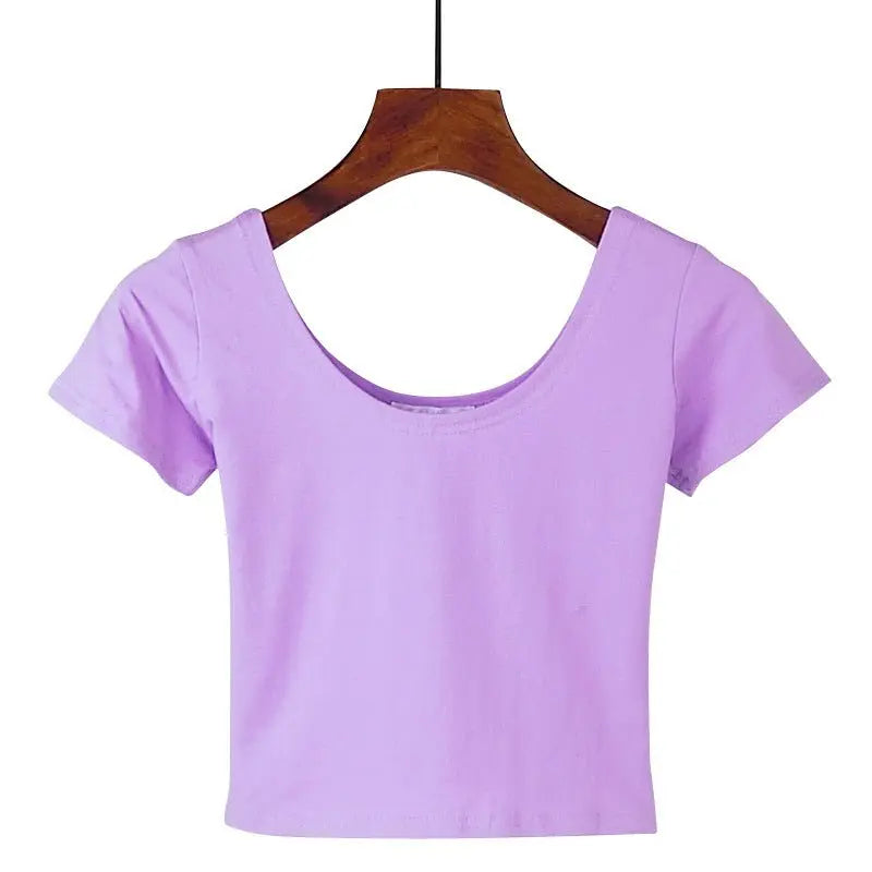 Tight navel-baring short-sleeved women's T-shirt nowadaysfashion