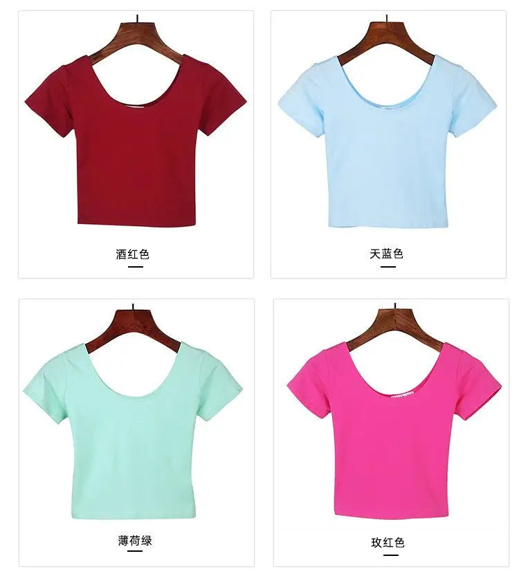 Tight navel-baring short-sleeved women's T-shirt - Blade & Thread