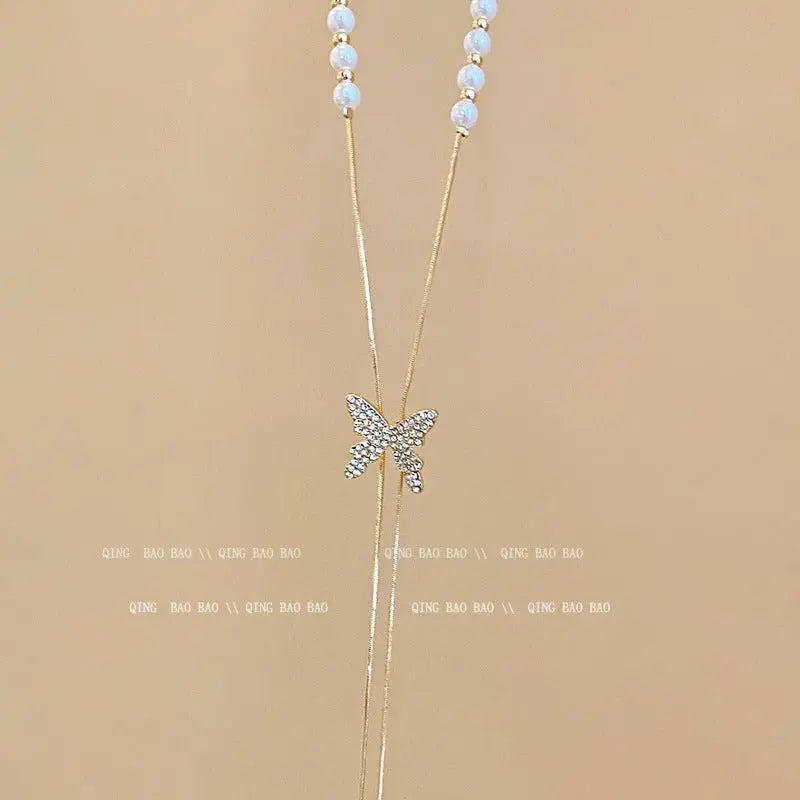 Titanium steel pearl clavicle necklace - Blade & Thread