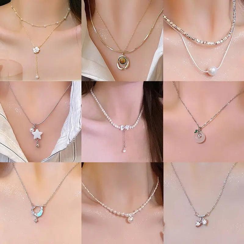 Titanium steel pearl clavicle necklace - Blade & Thread
