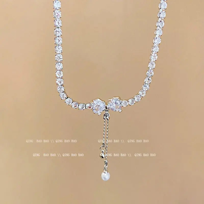 Titanium steel pearl clavicle necklace - Blade & Thread