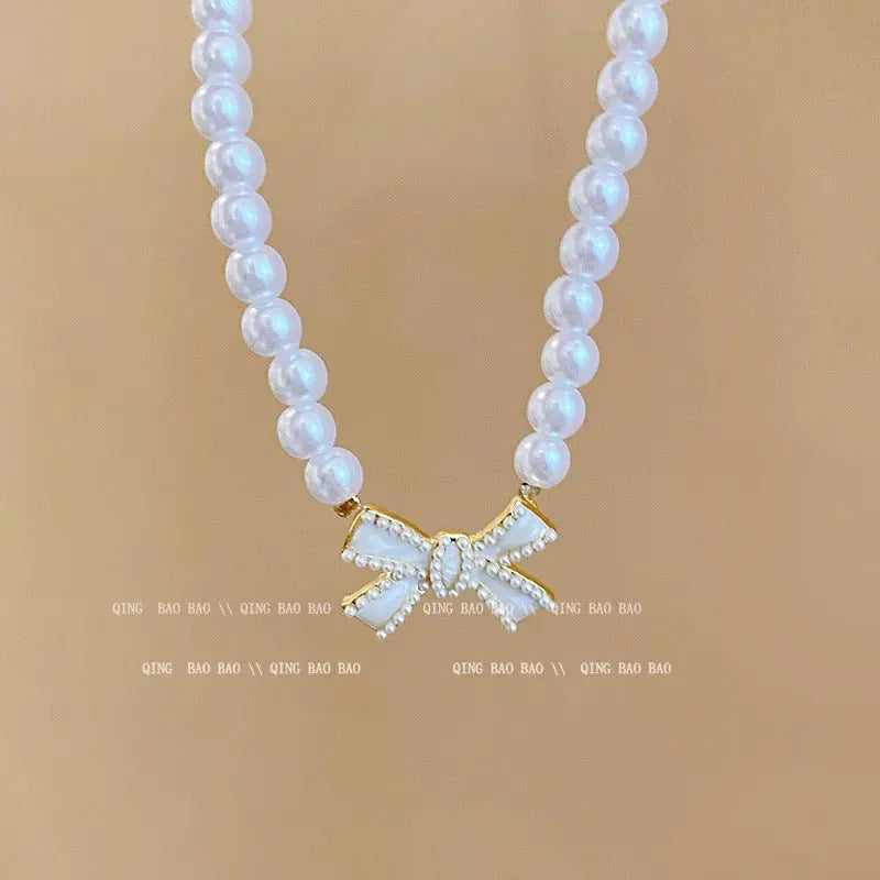 Titanium steel pearl clavicle necklace - Blade & Thread