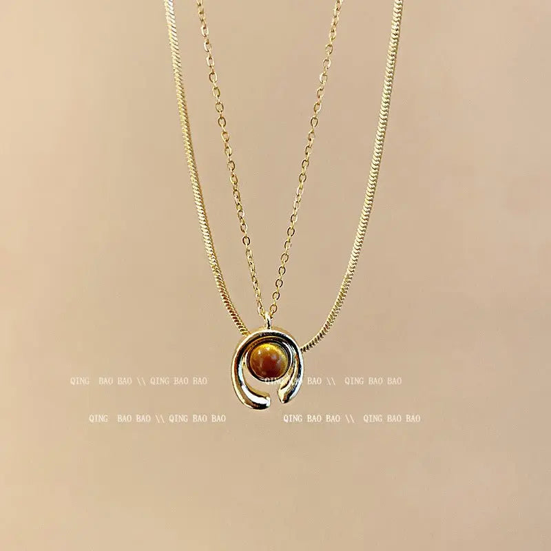 Titanium steel pearl clavicle necklace nowadaysfashion