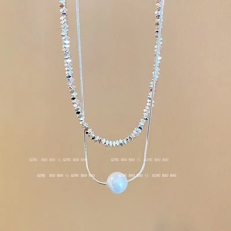 Titanium steel pearl clavicle necklace - Blade & Thread