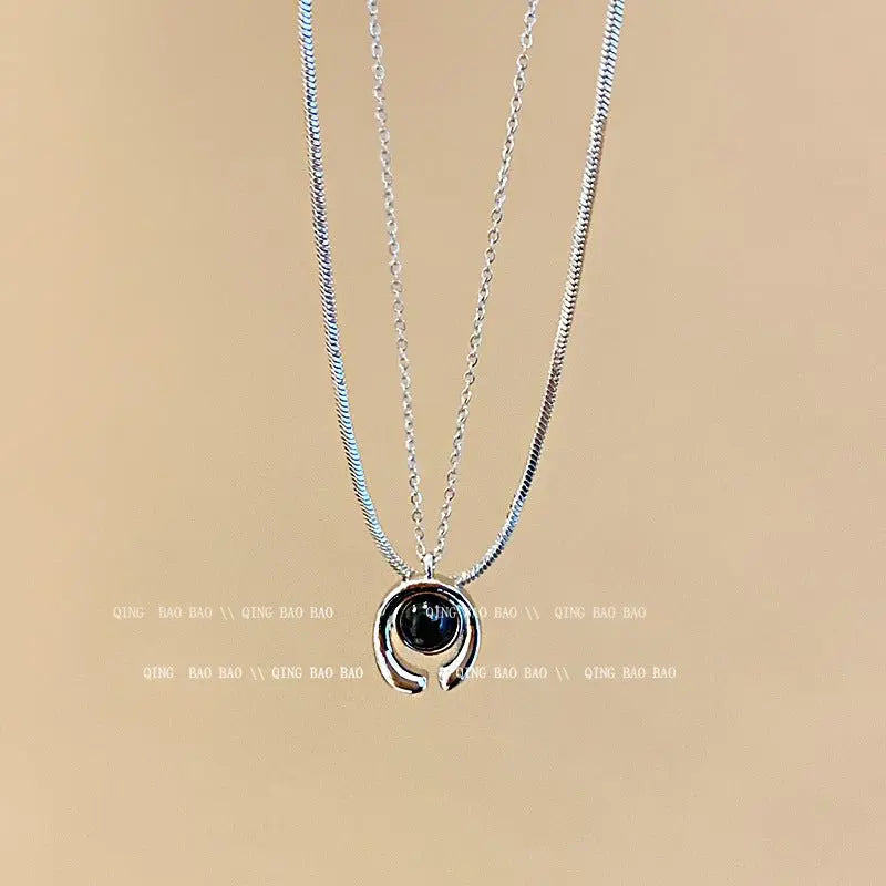 Titanium steel pearl clavicle necklace nowadaysfashion
