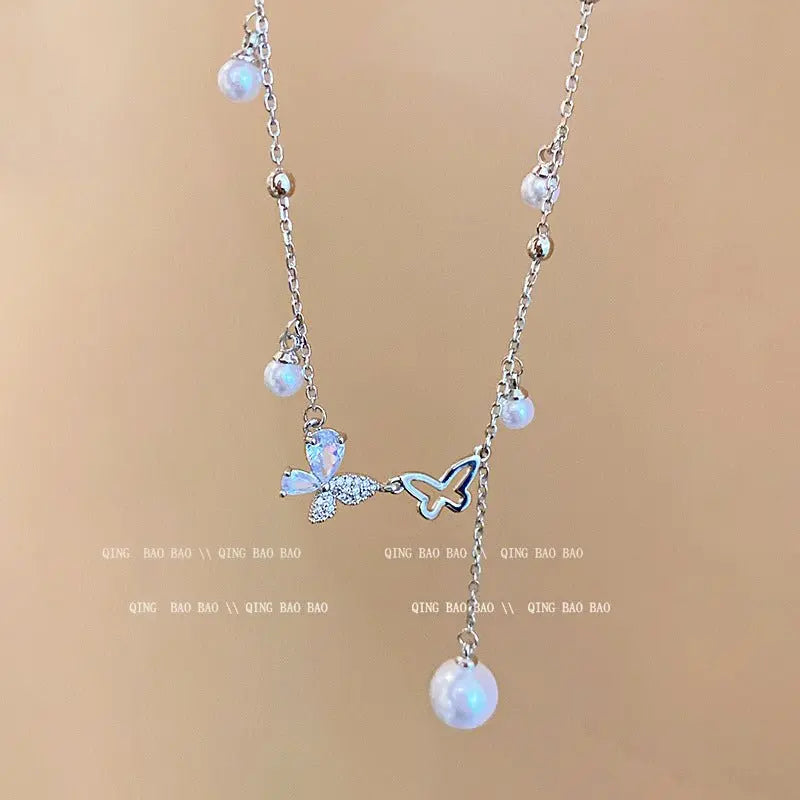 Titanium steel pearl clavicle necklace - Blade & Thread