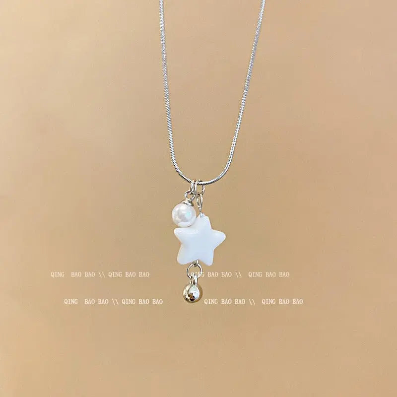 Titanium steel pearl clavicle necklace nowadaysfashion