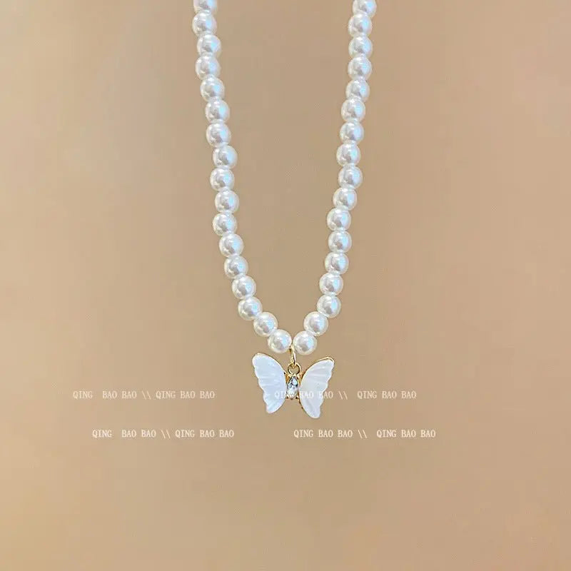 Titanium steel pearl clavicle necklace - Blade & Thread