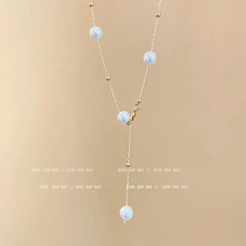 Titanium steel pearl clavicle necklace - Blade & Thread
