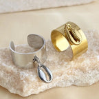 Titanium steel shell open ring nowadaysfashion