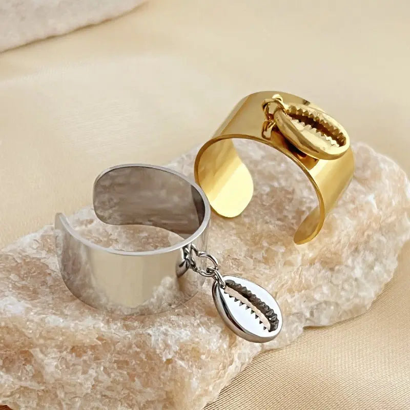 Titanium steel shell open ring nowadaysfashion