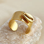 Titanium steel shell open ring nowadaysfashion