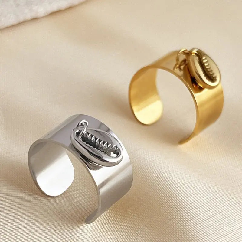 Titanium steel shell open ring nowadaysfashion