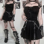 Tops Goth T-shirt Women Bodycon Bandage Lace Black T-shirts Gothic Streetwear Female Top nowadaysfashion