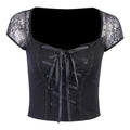 Tops Goth T-shirt Women Bodycon Bandage Lace Black T-shirts Gothic Streetwear Female Top nowadaysfashion