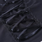 Tops Goth T-shirt Women Bodycon Bandage Lace Black T-shirts Gothic Streetwear Female Top nowadaysfashion