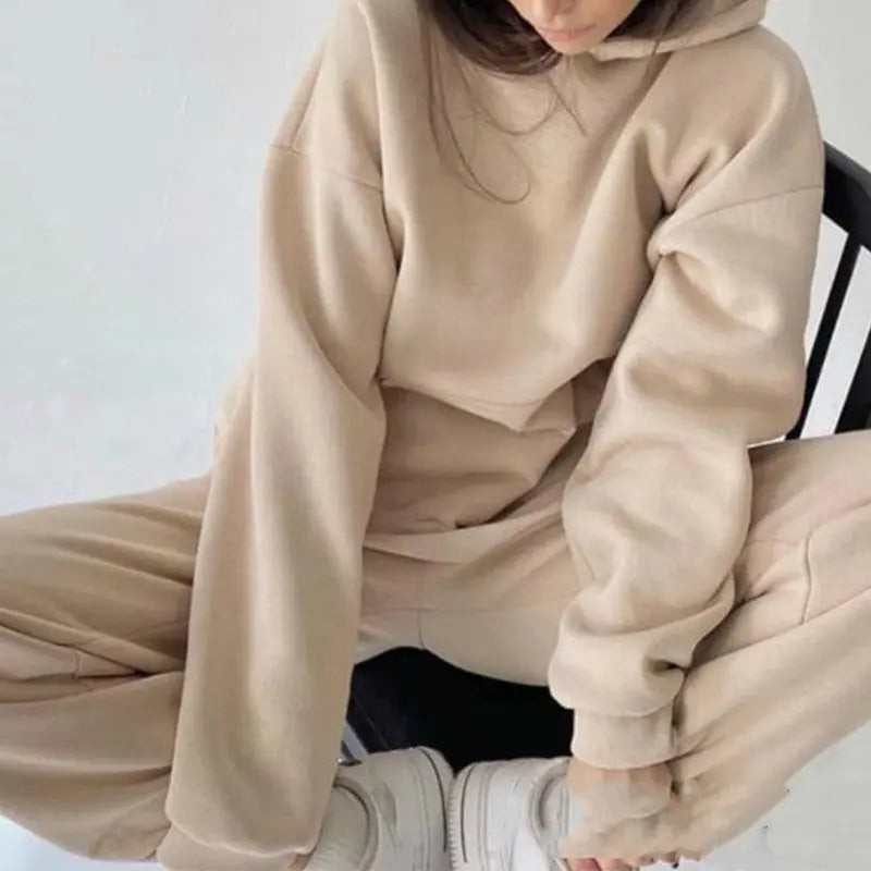 Tracksuit  Fleece Sweatshirts Two Piece Set Oversized Sports Hoodie Suit nowadaysfashion