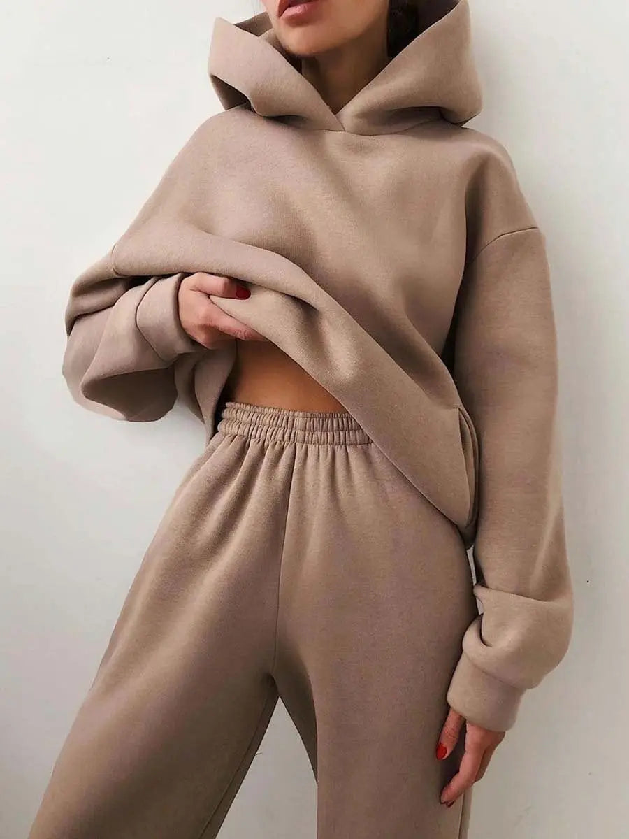 Tracksuit  Fleece Sweatshirts Two Piece Set Oversized Sports Hoodie Suit nowadaysfashion