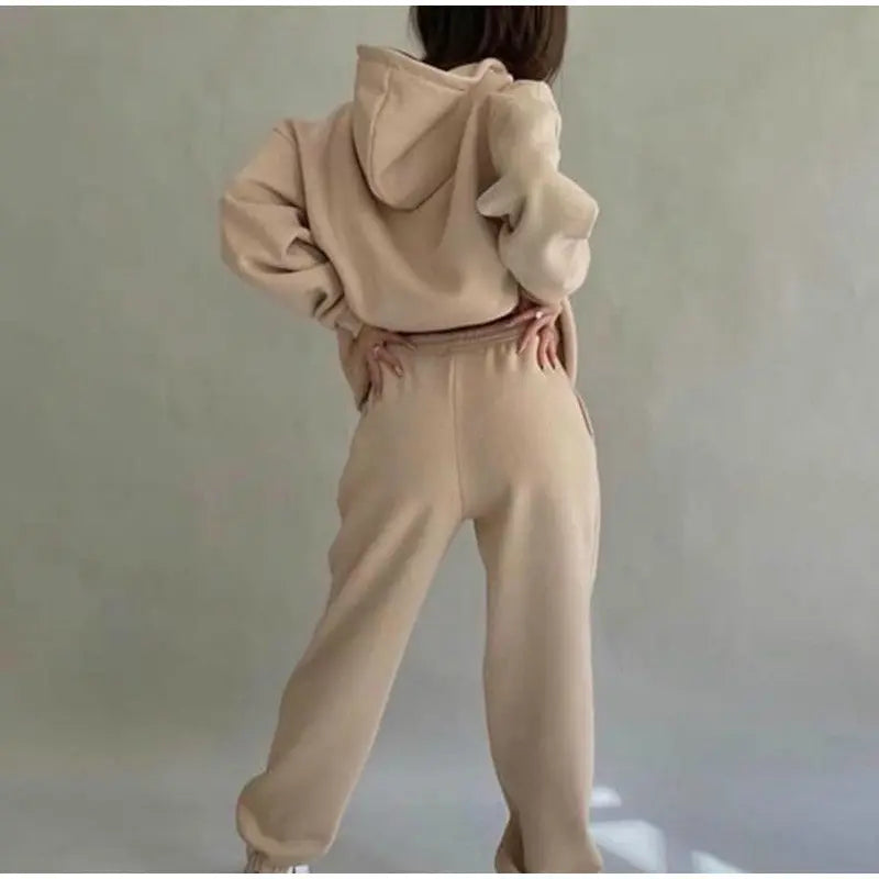 Tracksuit  Fleece Sweatshirts Two Piece Set Oversized Sports Hoodie Suit nowadaysfashion