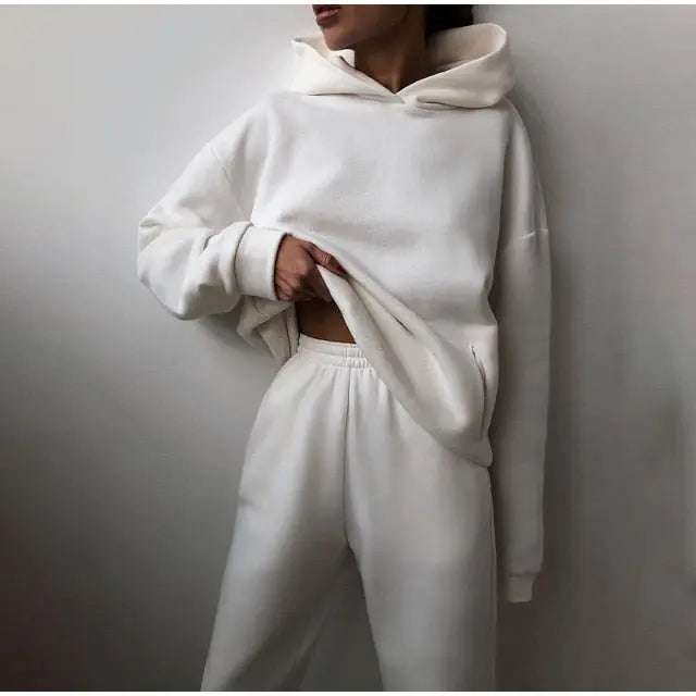 Tracksuit  Fleece Sweatshirts Two Piece Set Oversized Sports Hoodie Suit nowadaysfashion