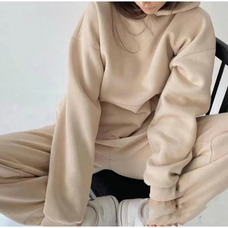 Tracksuit  Fleece Sweatshirts Two Piece Set Oversized Sports Hoodie Suit nowadaysfashion
