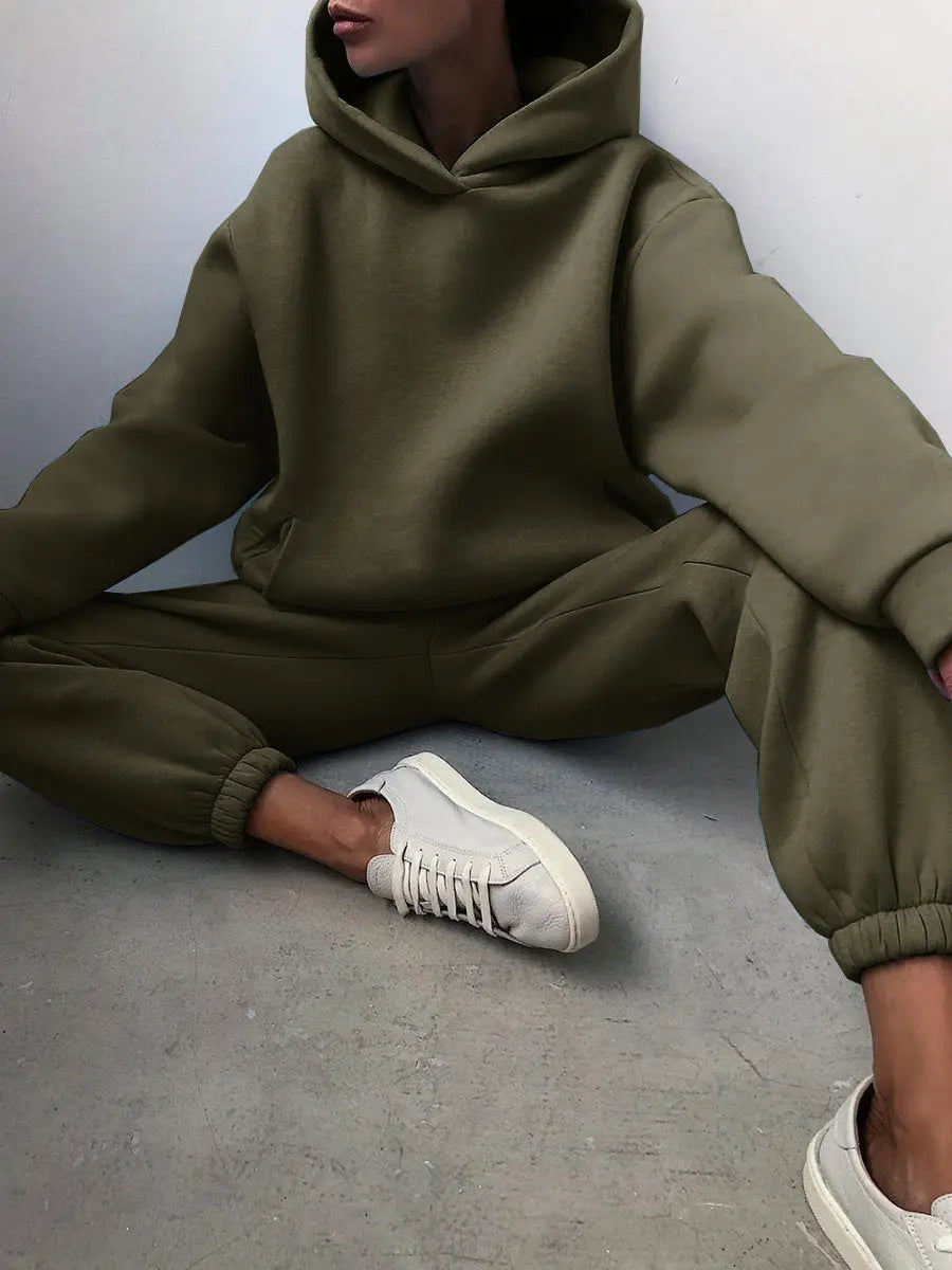 Tracksuit  Fleece Sweatshirts Two Piece Set Oversized Sports Hoodie Suit nowadaysfashion