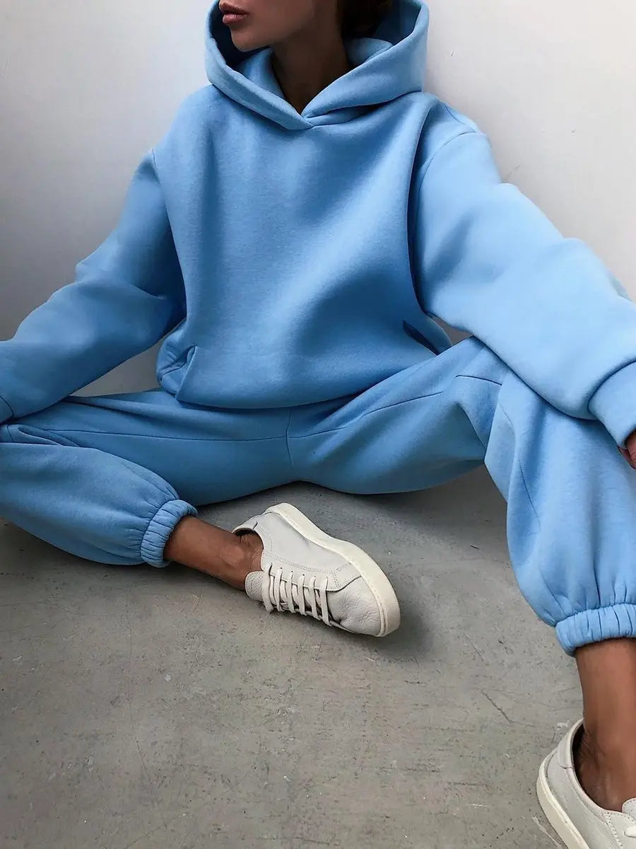 Tracksuit  Fleece Sweatshirts Two Piece Set Oversized Sports Hoodie Suit nowadaysfashion