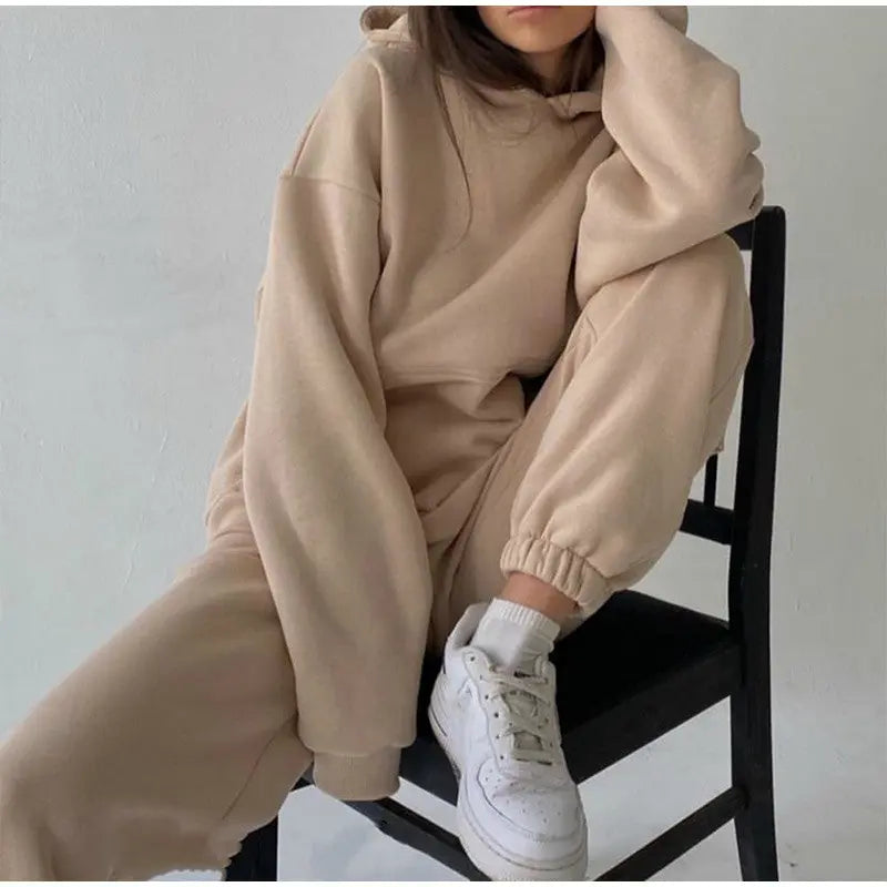 Tracksuit  Fleece Sweatshirts Two Piece Set Oversized Sports Hoodie Suit nowadaysfashion