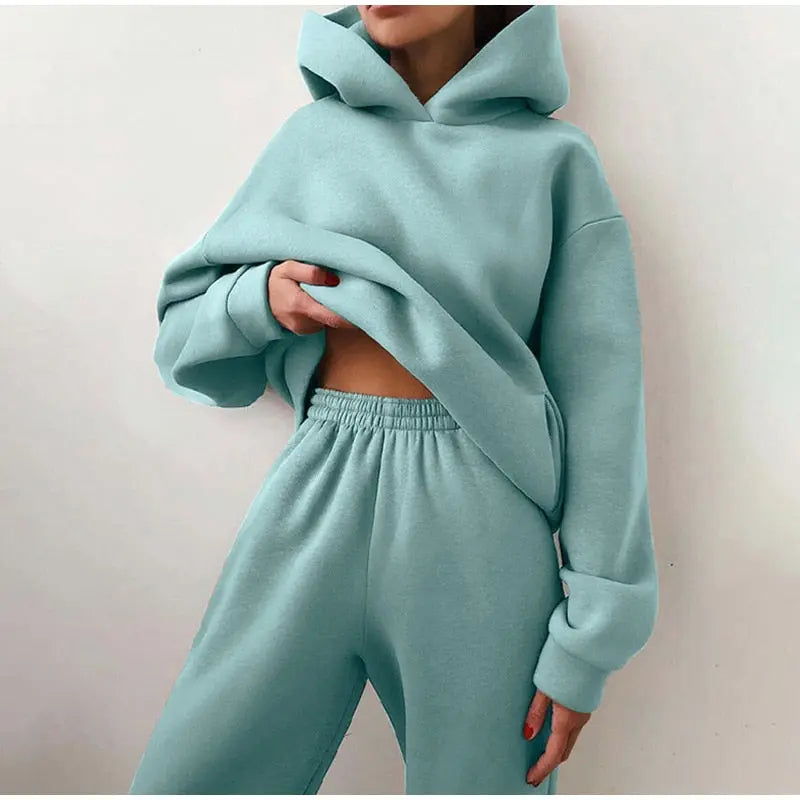 Tracksuit  Fleece Sweatshirts Two Piece Set Oversized Sports Hoodie Suit nowadaysfashion