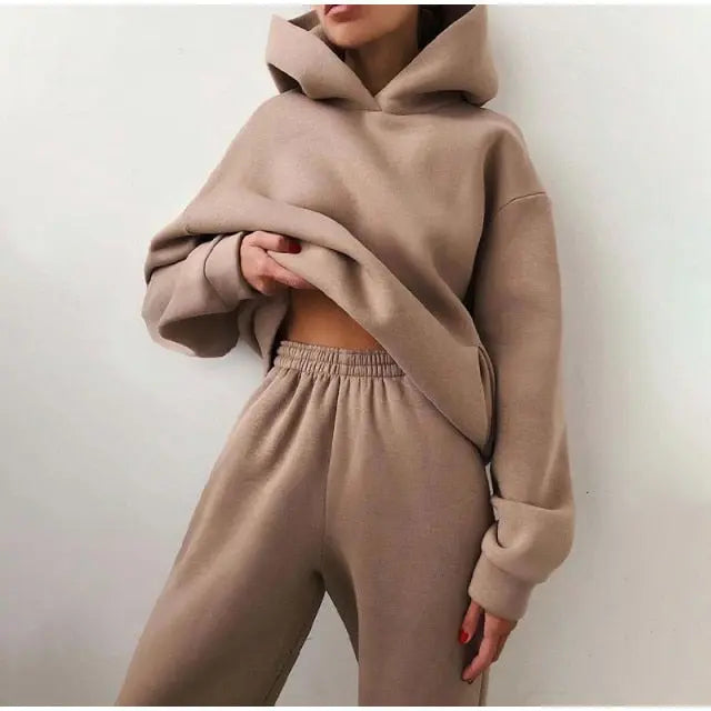 Tracksuit  Fleece Sweatshirts Two Piece Set Oversized Sports Hoodie Suit nowadaysfashion