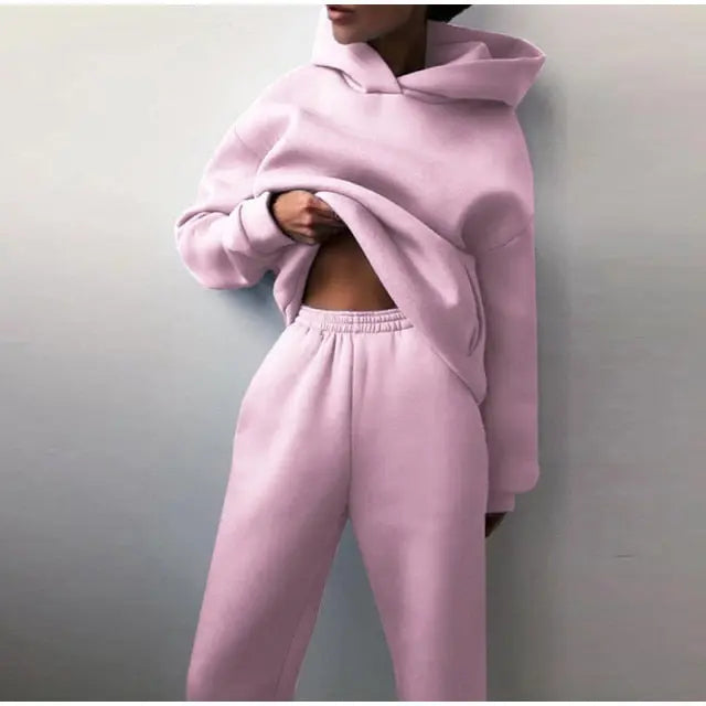 Tracksuit  Fleece Sweatshirts Two Piece Set Oversized Sports Hoodie Suit nowadaysfashion
