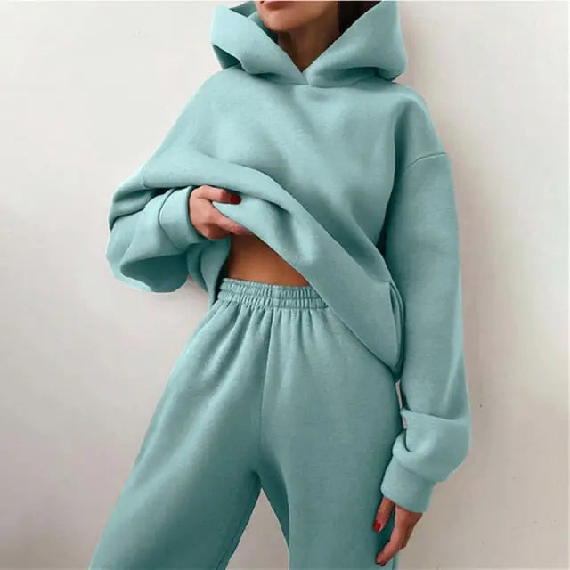 Tracksuit  Fleece Sweatshirts Two Piece Set Oversized Sports Hoodie Suit nowadaysfashion