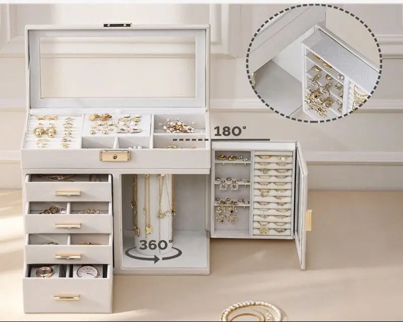 Transparent window leather jewelry armoire - Blade & Thread