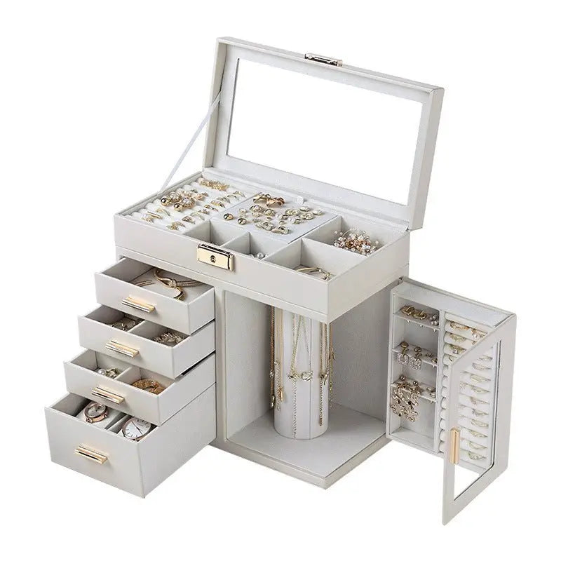 Transparent window leather jewelry armoire nowadaysfashion